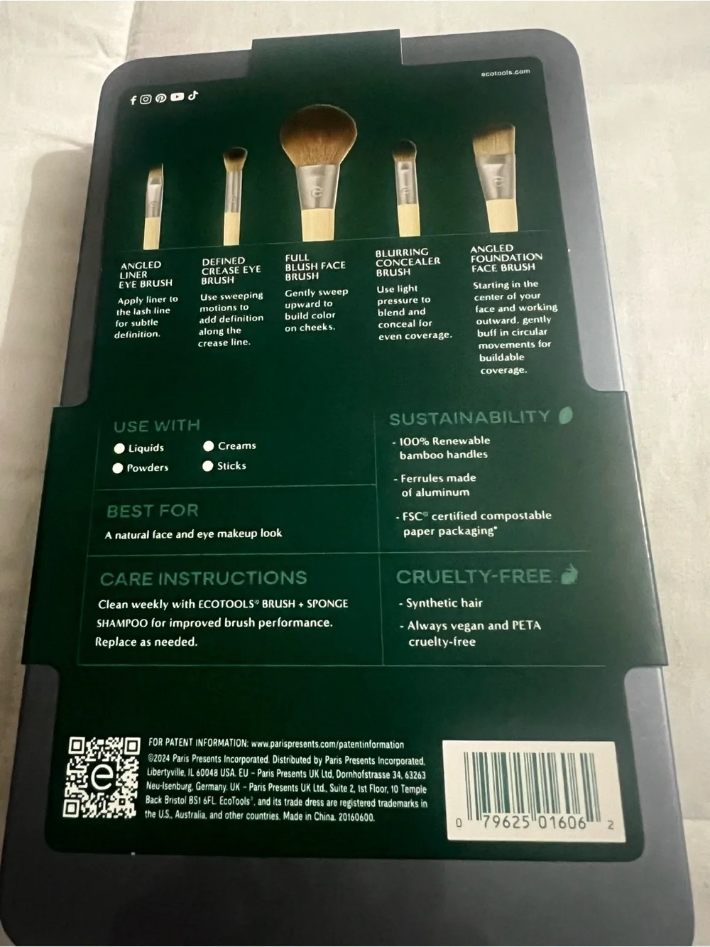 ecotools Natural Tan Makeup Brush Set - Beige Handles with Brown Bristles